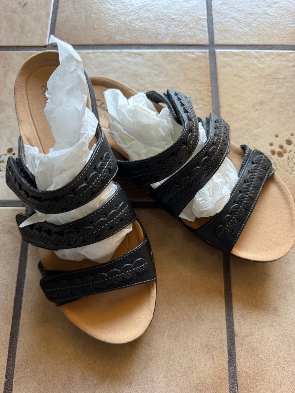 Clarks LaurieAnn Sandals Black & Brown Strappy Sandals 9